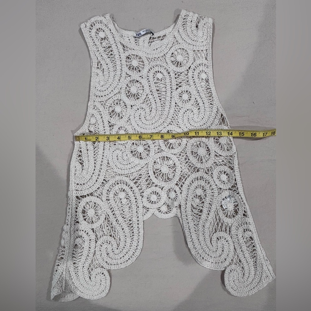 Zara Cream Asymmetrical Crochet Dress - Picture 6 of 10